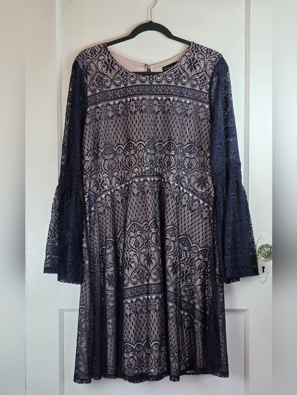 My Michelle Navy Lace Knit Babydoll Dress XXL